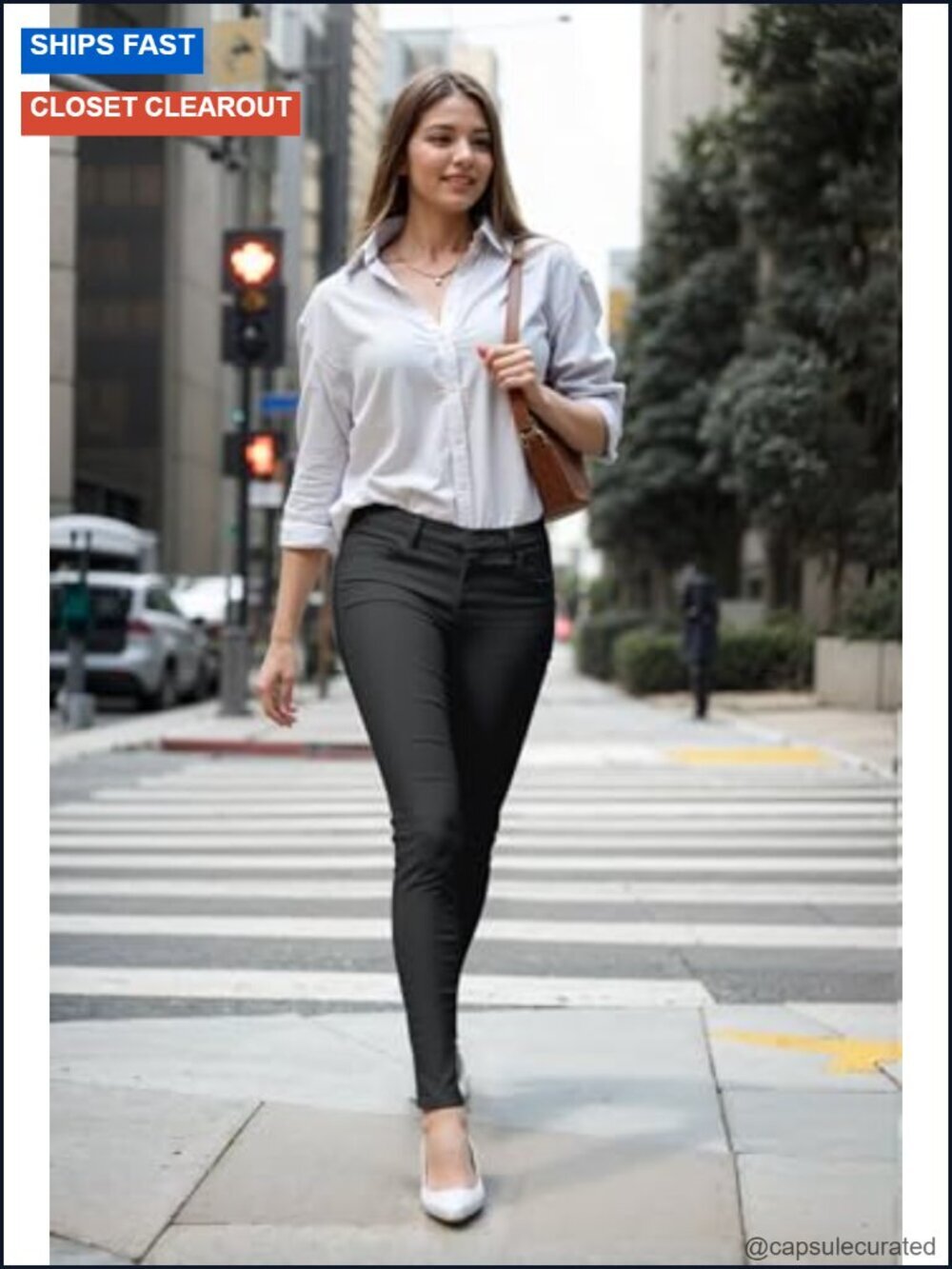 Ultra Stretch Comfy Skinny Leg Work Casual Pants Mid-Rise 5 Pockets - Picture 2 of 6
